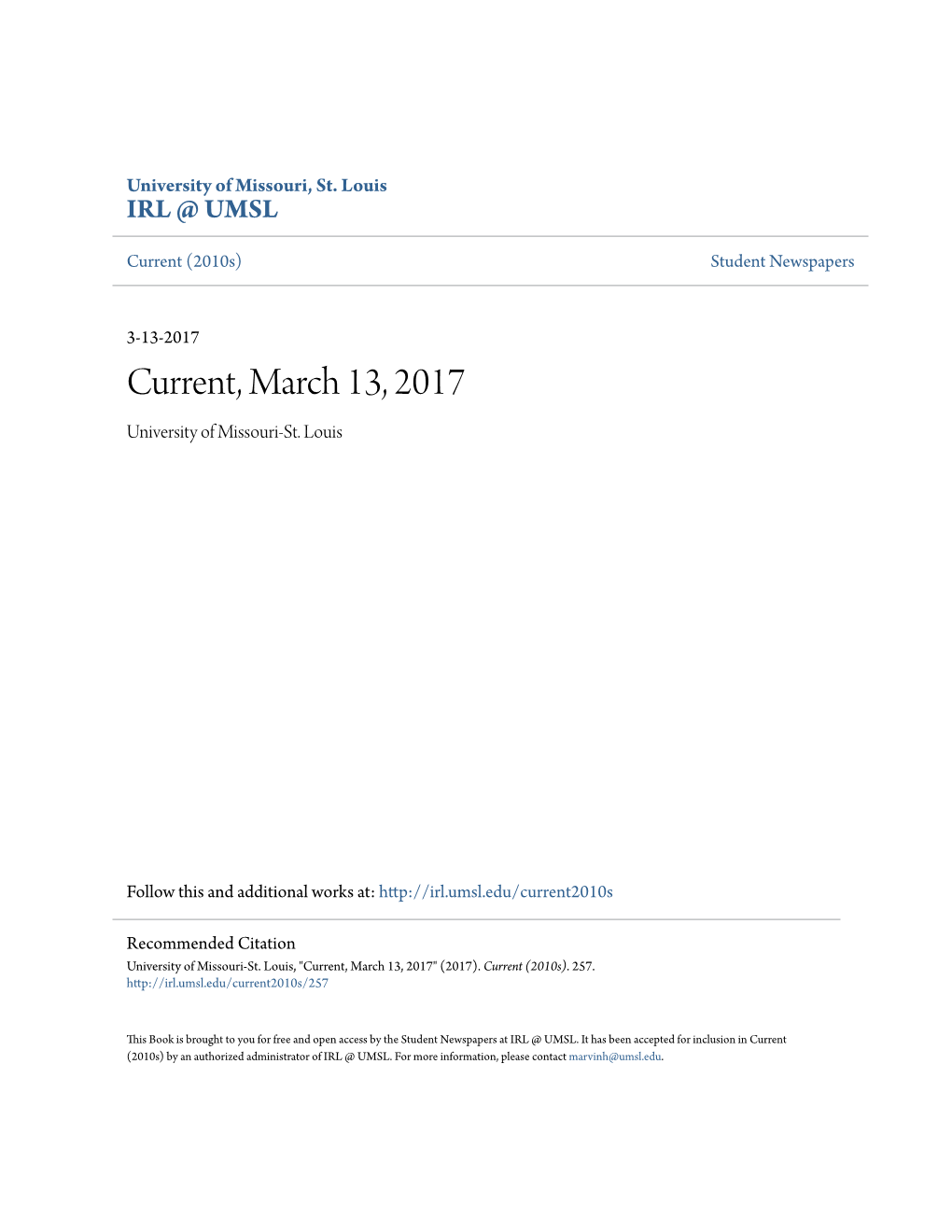 Current, March 13, 2017 University of Missouri-St