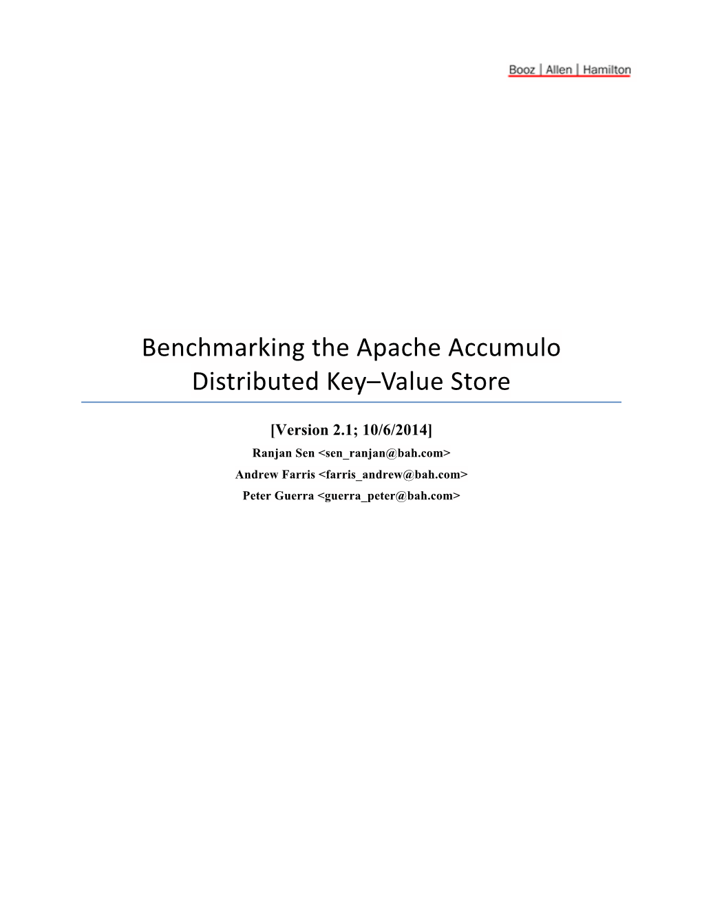 Benchmarking the Apache Accumulo Distributed Key–Value Store