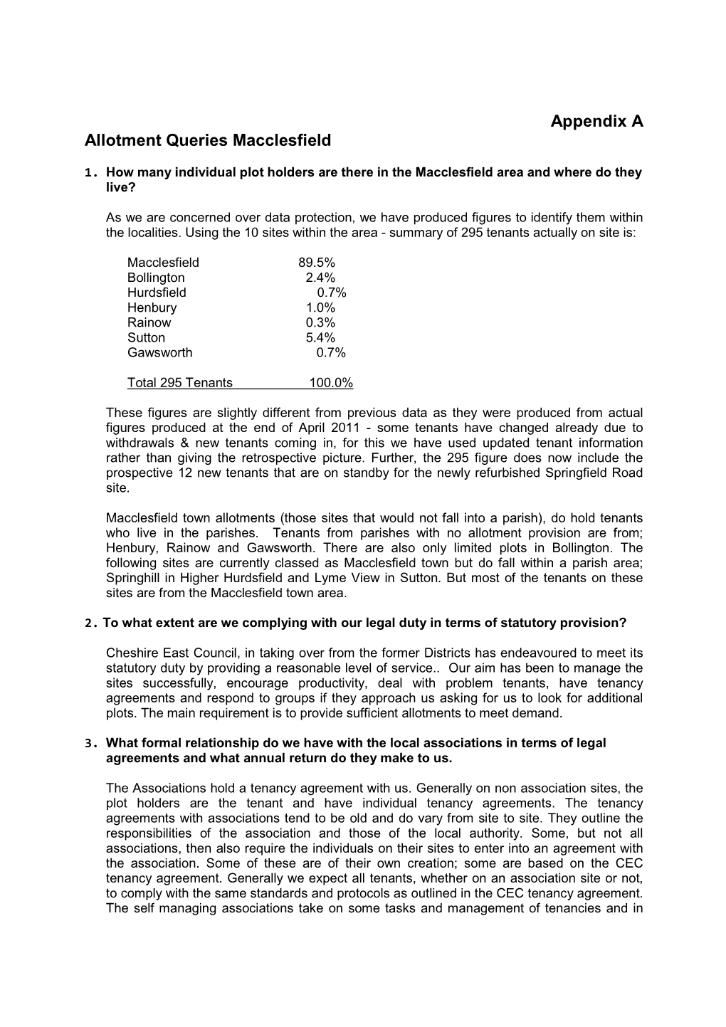 Appendix a Allotment Queries Macclesfield