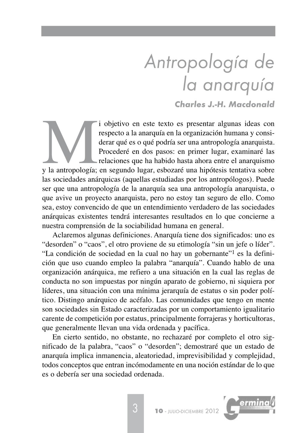 Antropología De La Anarquía Antropología De La Anarquía Charles J.-H