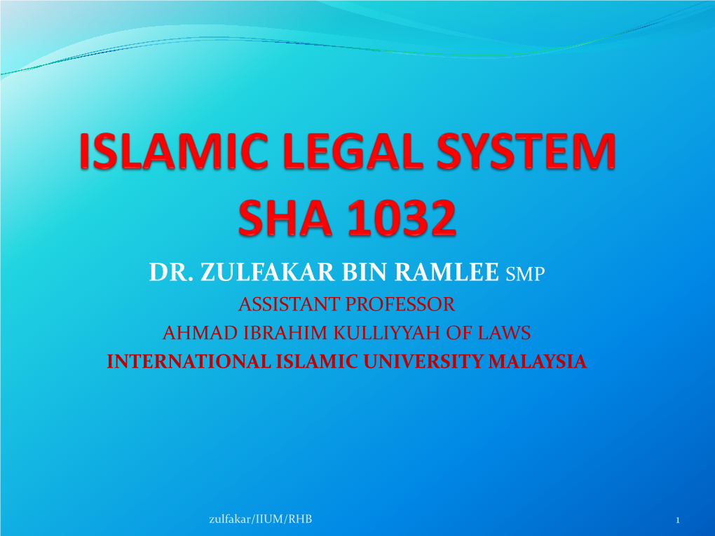 Islamic Legal System Sha 1032