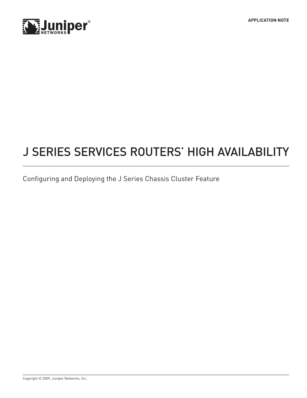 J Series Services Routers' High Availability