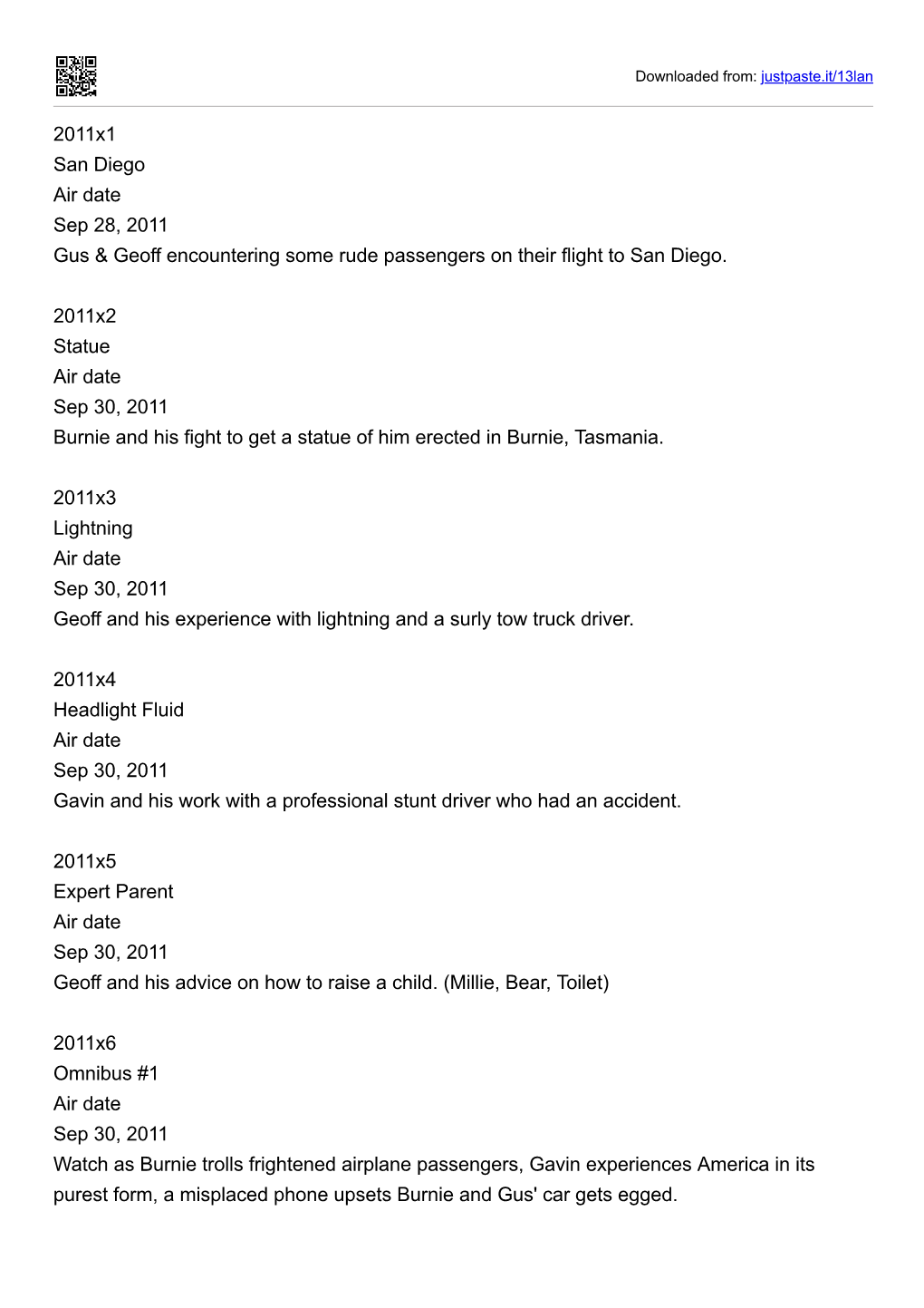 2011X1 San Diego Air Date Sep 28, 2011 Gus & Geoff Encountering