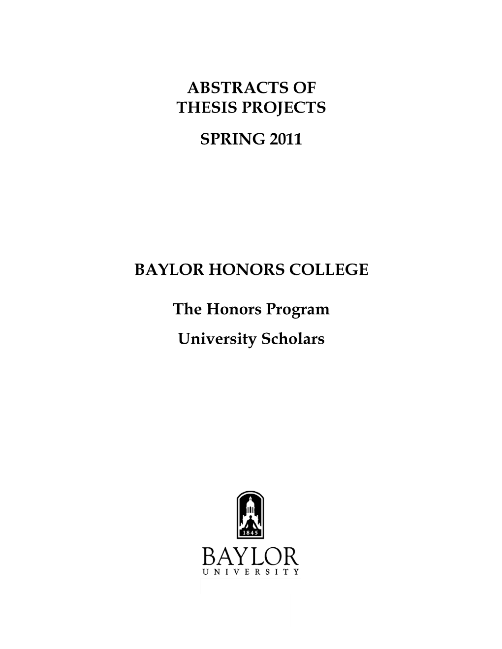 2011 Honors Thesis Abstracts