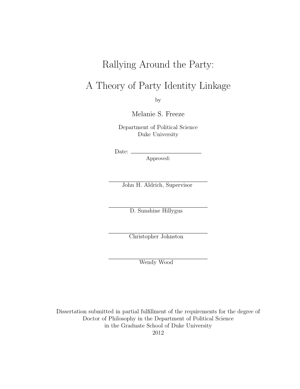 Rallying Around the Party: a Theory of Party Identity Linkage