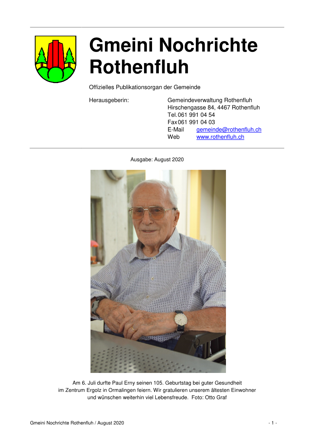 Gmeini Nochrichte Rothenfluh