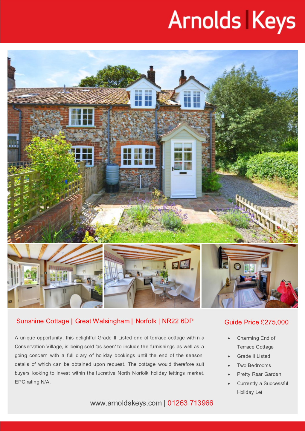 Sunshine Cottage | Great Walsingham | Norfolk | NR22 6DP Guide Price £275,000