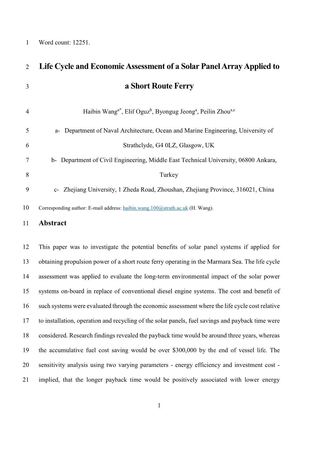 Life Cycle and Economic Assessment of a Solar Panel Array Applied to A