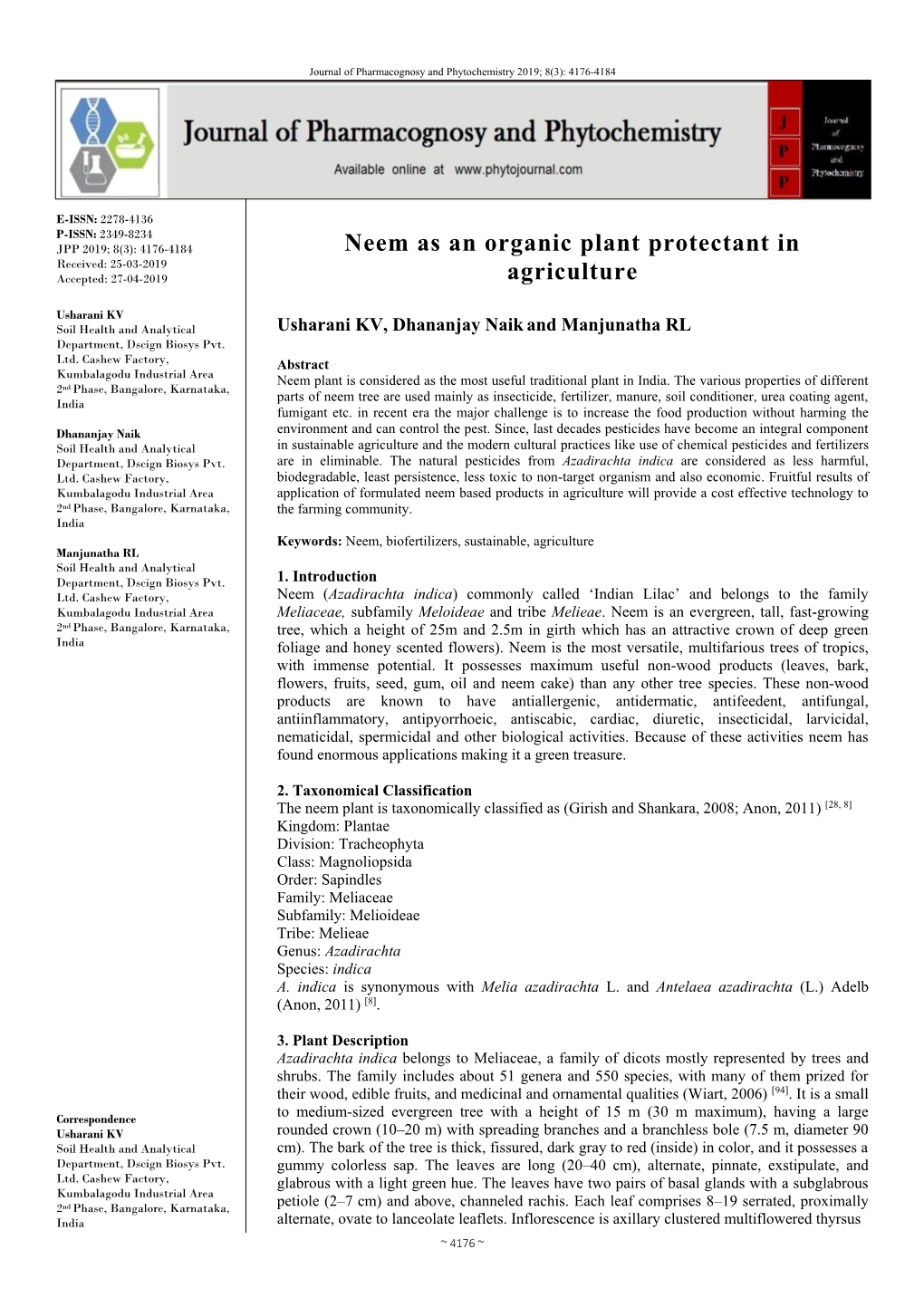 Neem As an Organic Plant Protectant in Agriculture