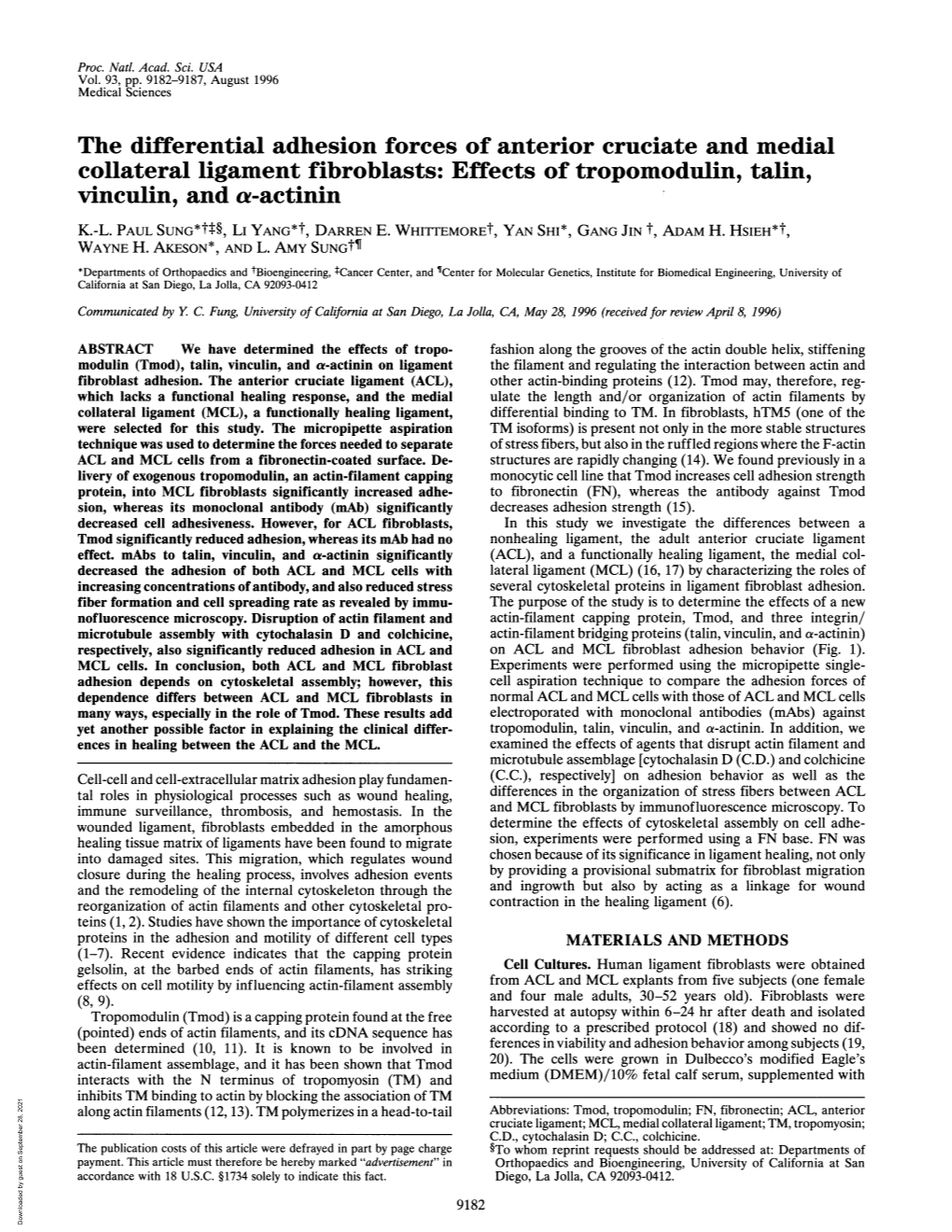 Effects of Tropomodulin, Talin, Vinculin, and A-Actinin K.-L