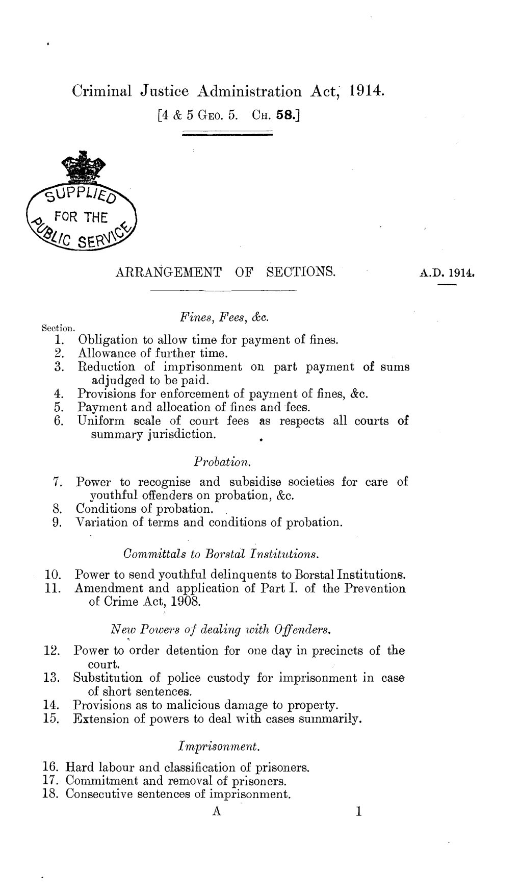 Criminal Justice Administration Act, 1914