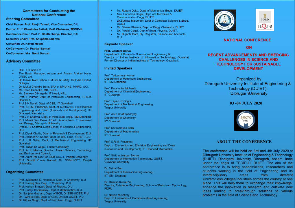 Organized by Dibrugarh University Institute of Engineering