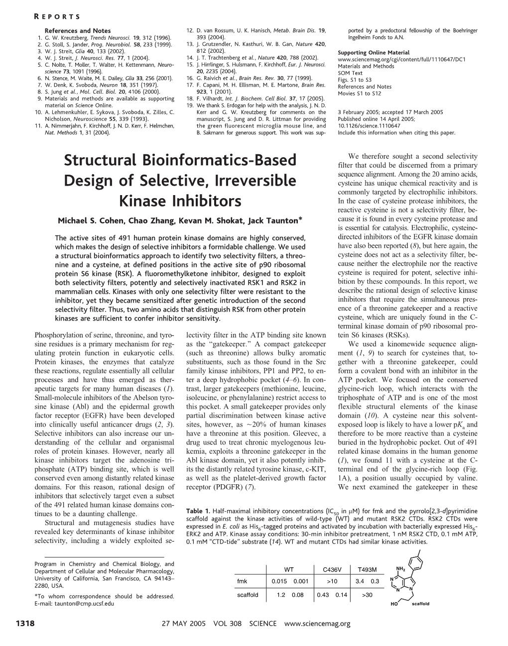 Structural Bioinformatics-Based Design of Selective, Irreversible Kinase Inhibitors