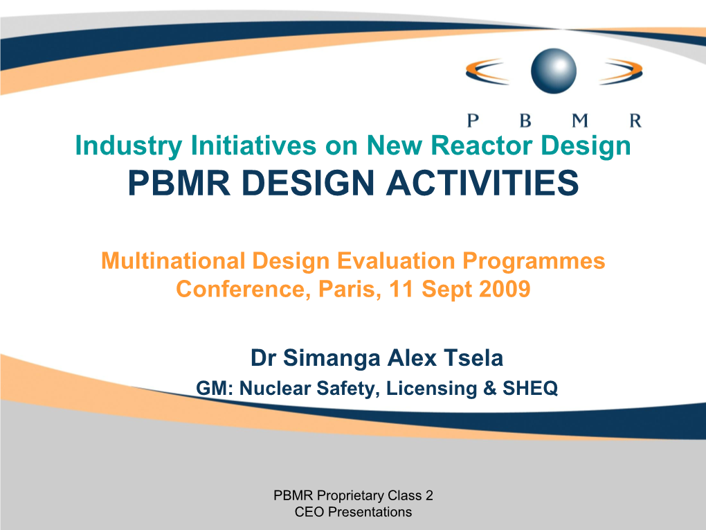 Pbmr Design Activities