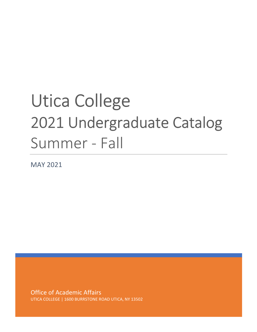 2021 Summer Fall Undergraduate Catalog