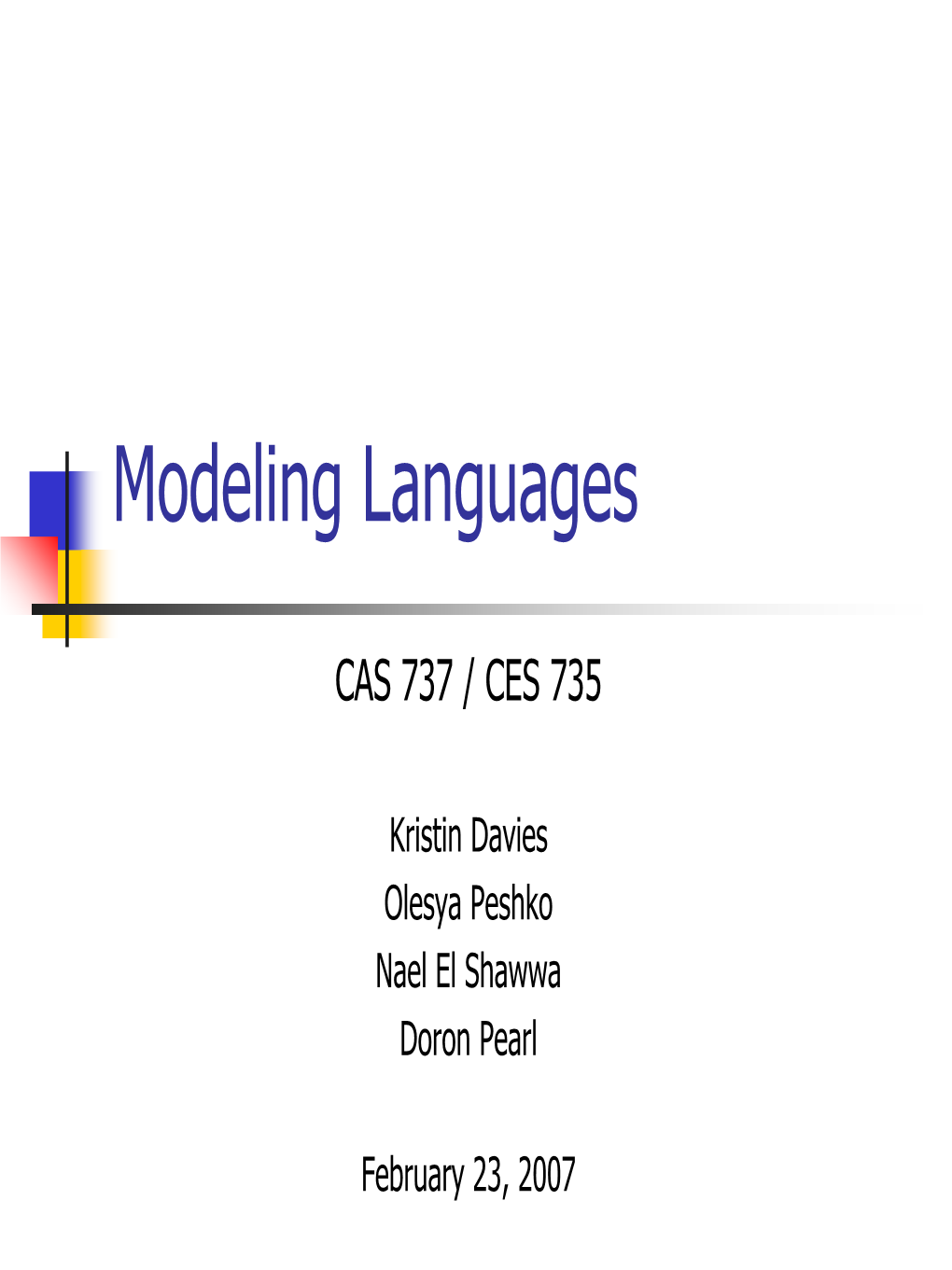 Modeling Languages