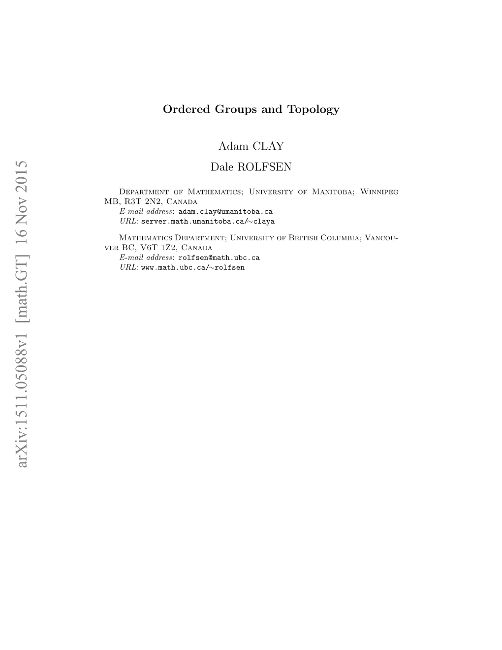 Arxiv:1511.05088V1 [Math.GT] 16 Nov 2015 2010 Mathematics Subject Classiﬁcation