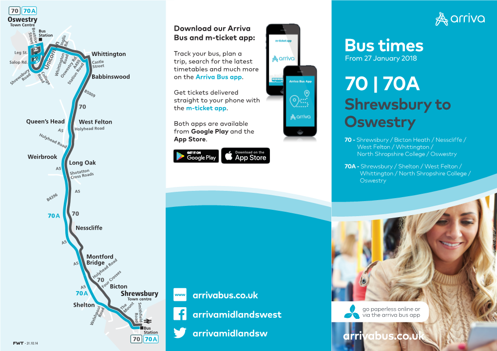 Oswestry to Shrewsbury: 70 |