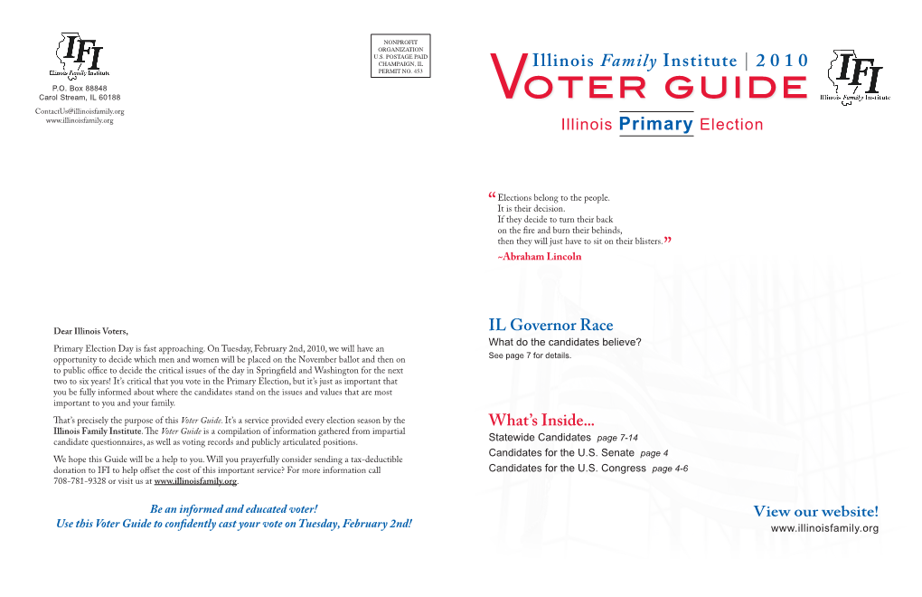 Oter Guide Contactus@Illinoisfamily.Org Illinois Primary Election