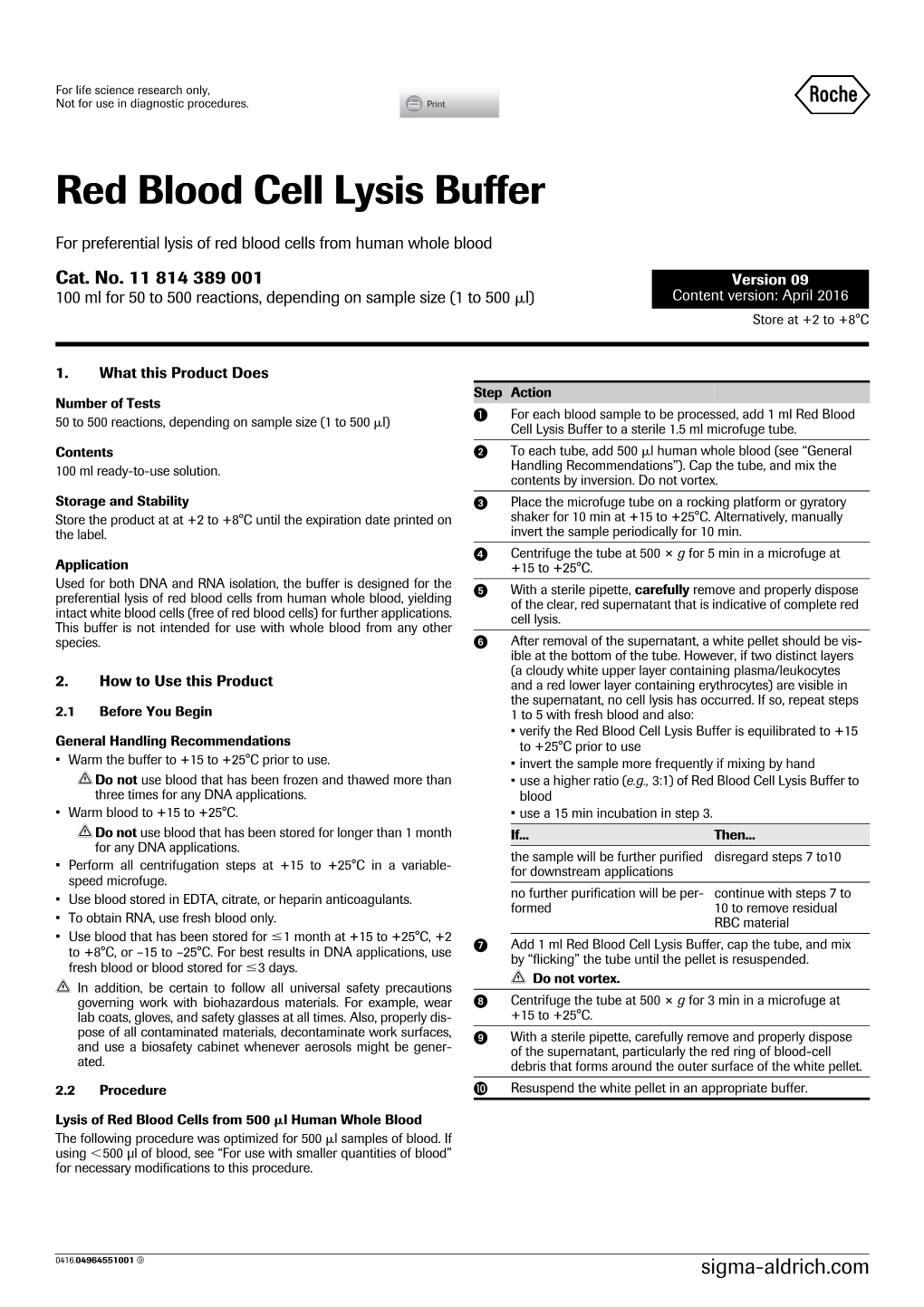 Red Blood Cell Lysis Buffer