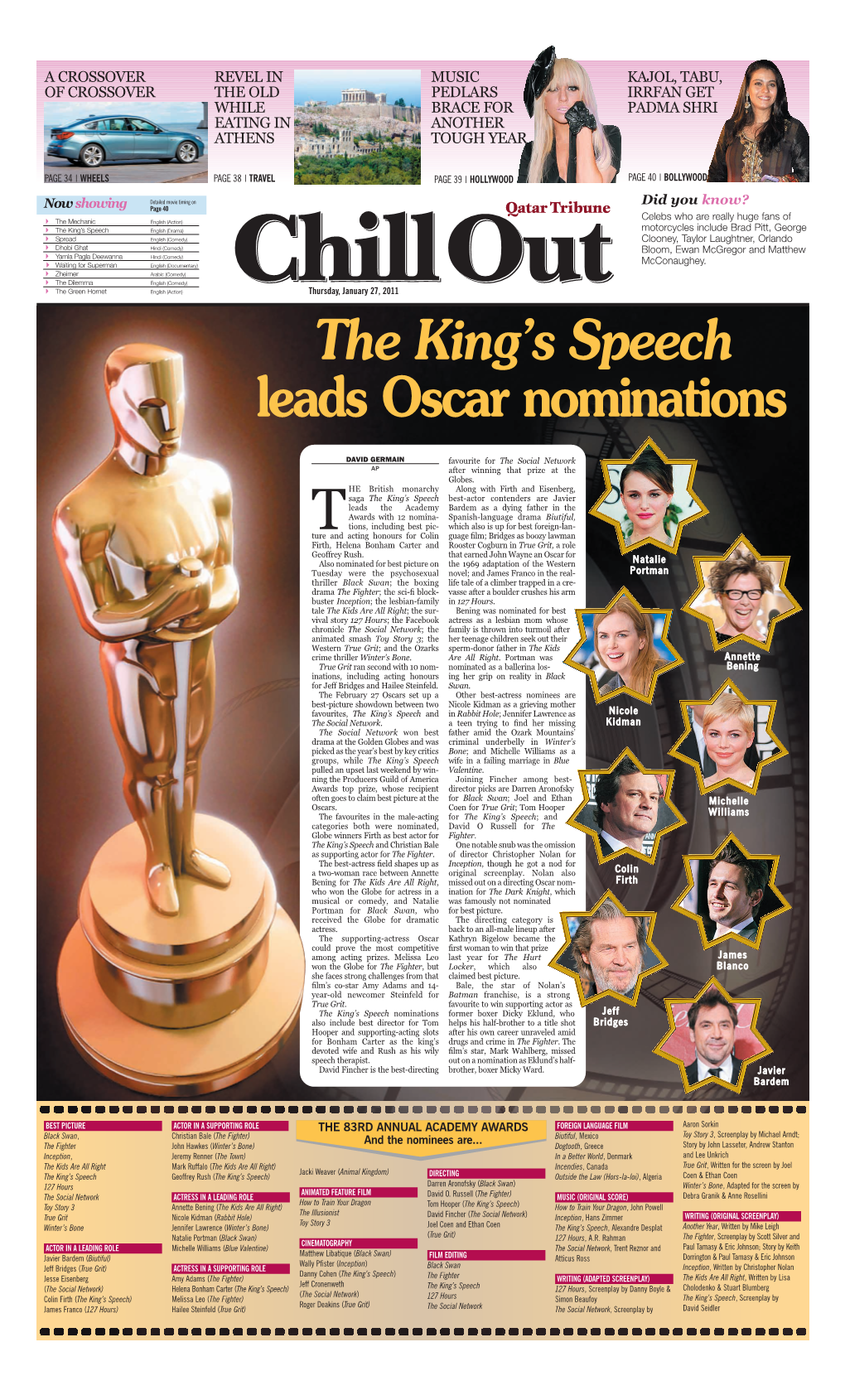 The King's Speech Leads Oscar Nominations