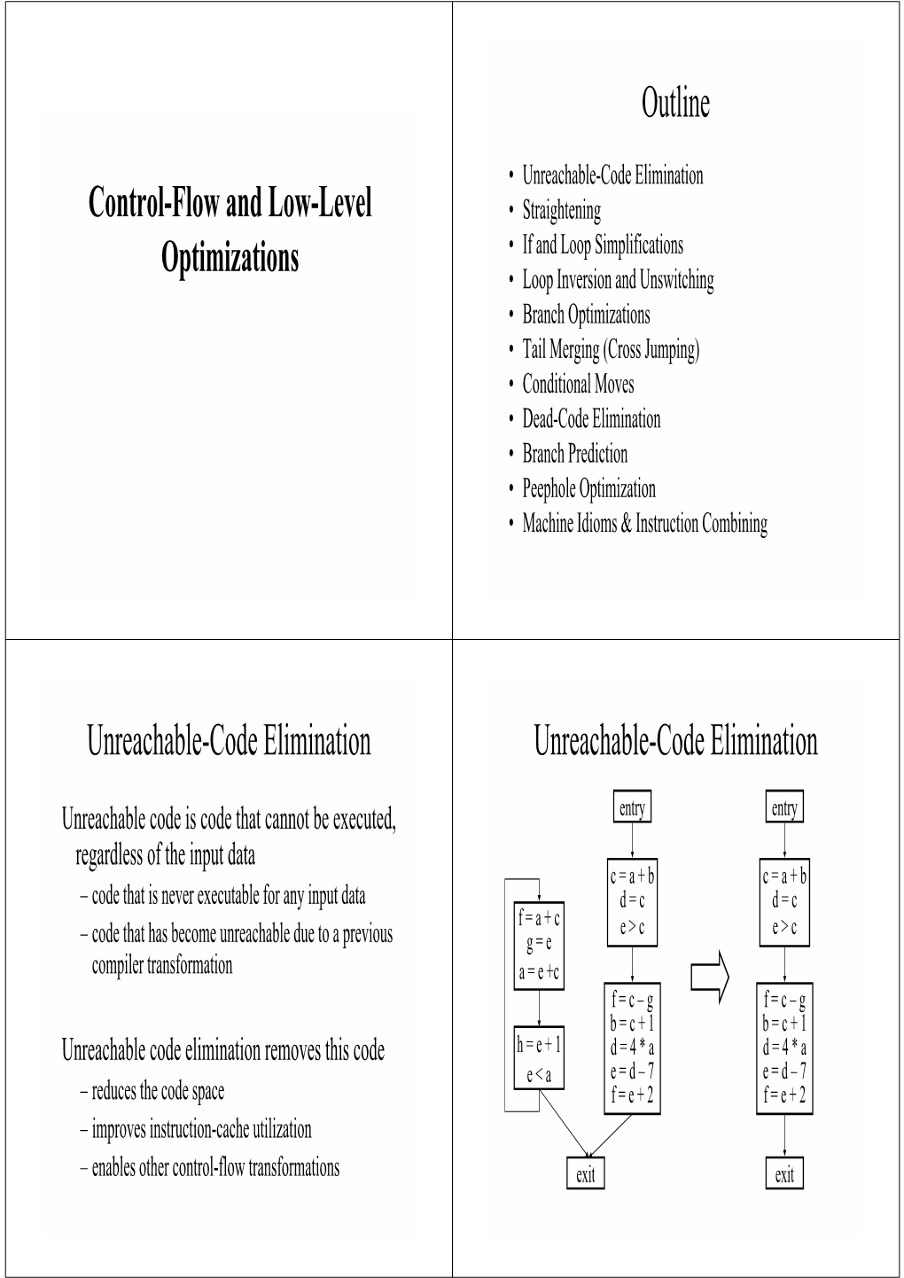 Control-Flow and Low-Level Optimizations