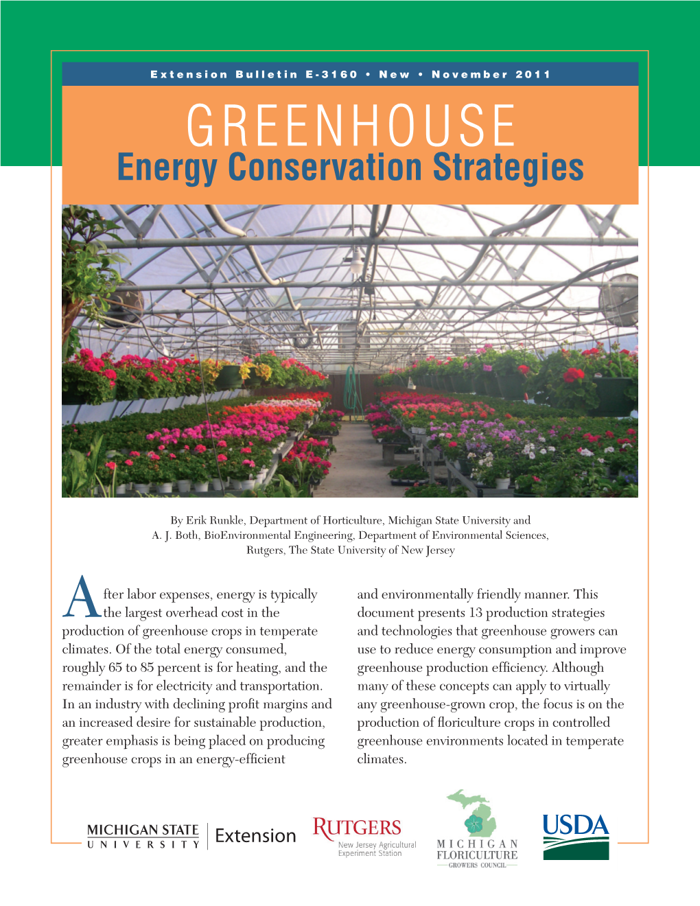GREENHOUSE Energy Conservation Strategies
