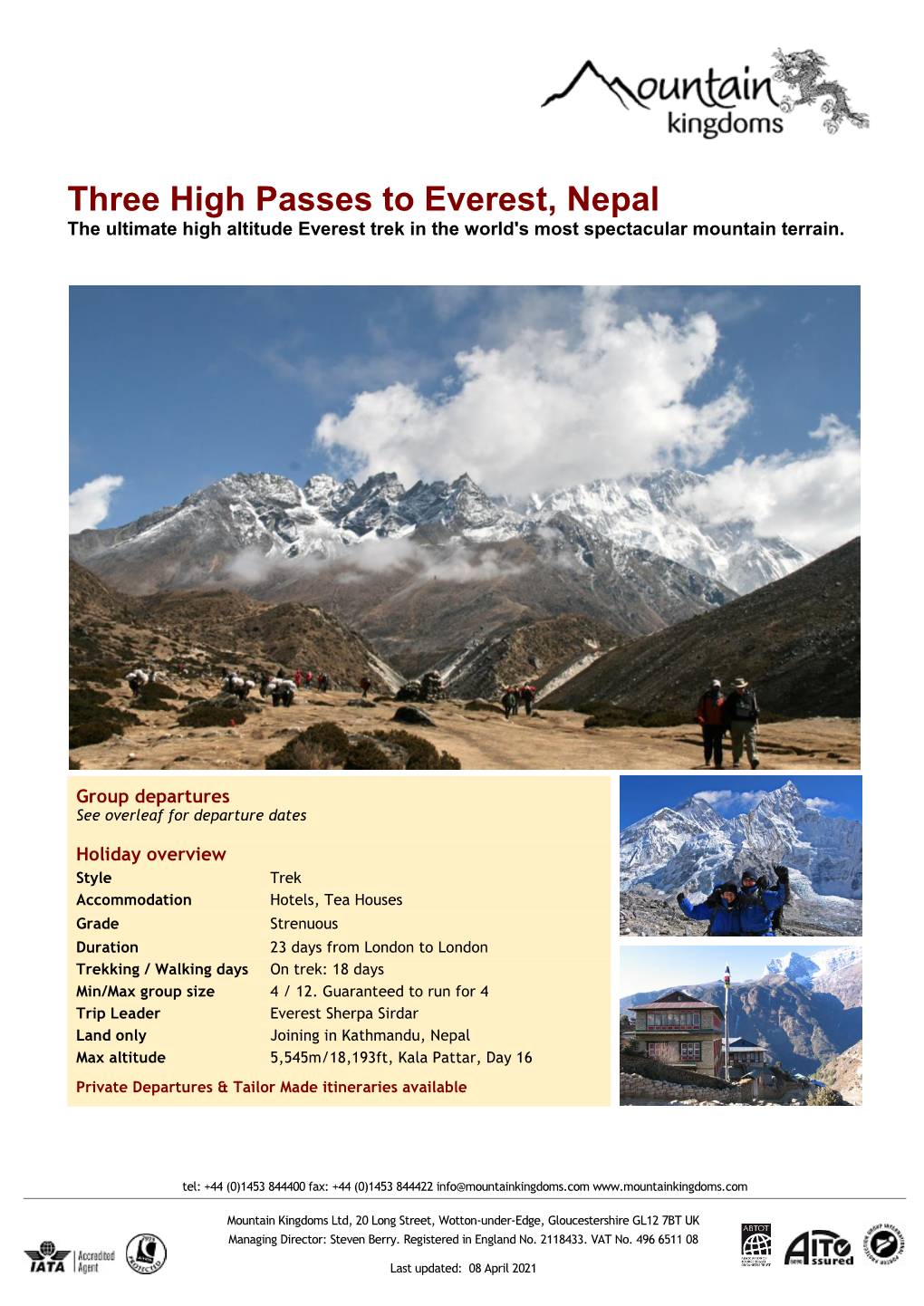 2021 Three High Passes to Everest