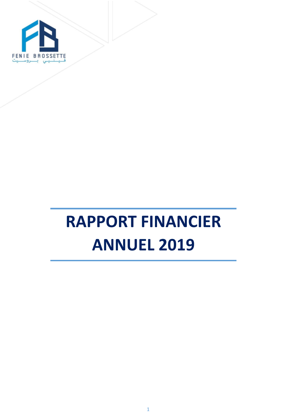 Rapport Financier Annuel 2019
