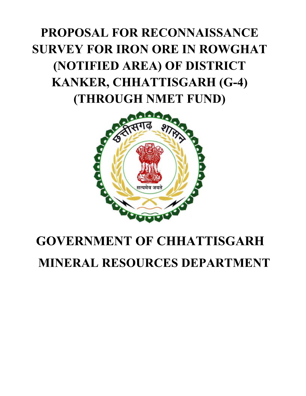 Notified Area) of District Kanker, Chhattisgarh (G-4) (Through Nmet Fund