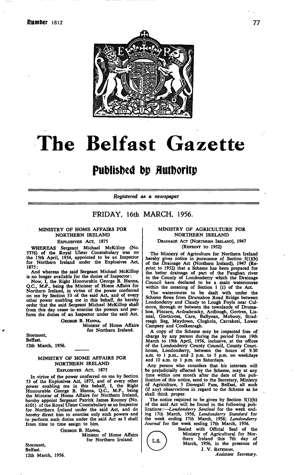 The Belfast Gazette Published Dp Kutboritp