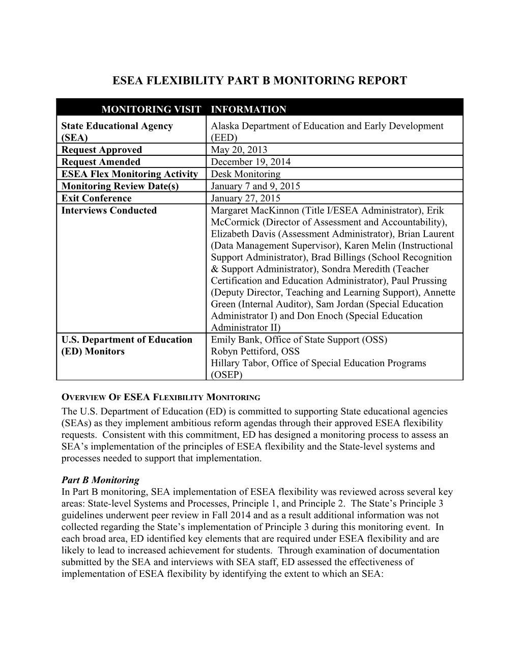 Akaska ESEA Part B Monitoring Report