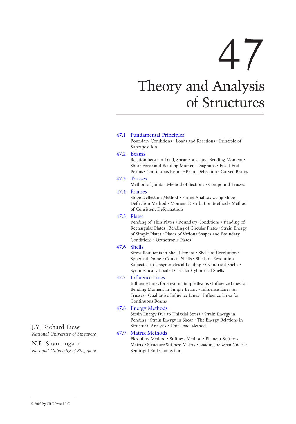Chapter 47: Theory and Analysis of Structures