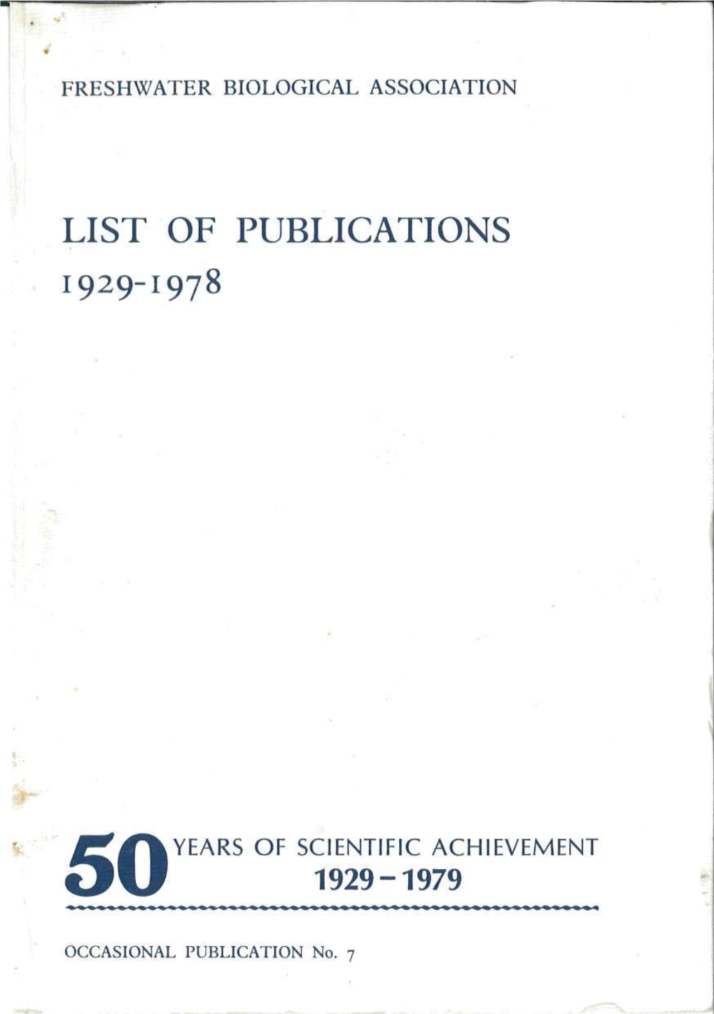 List of Publications 1929-1978