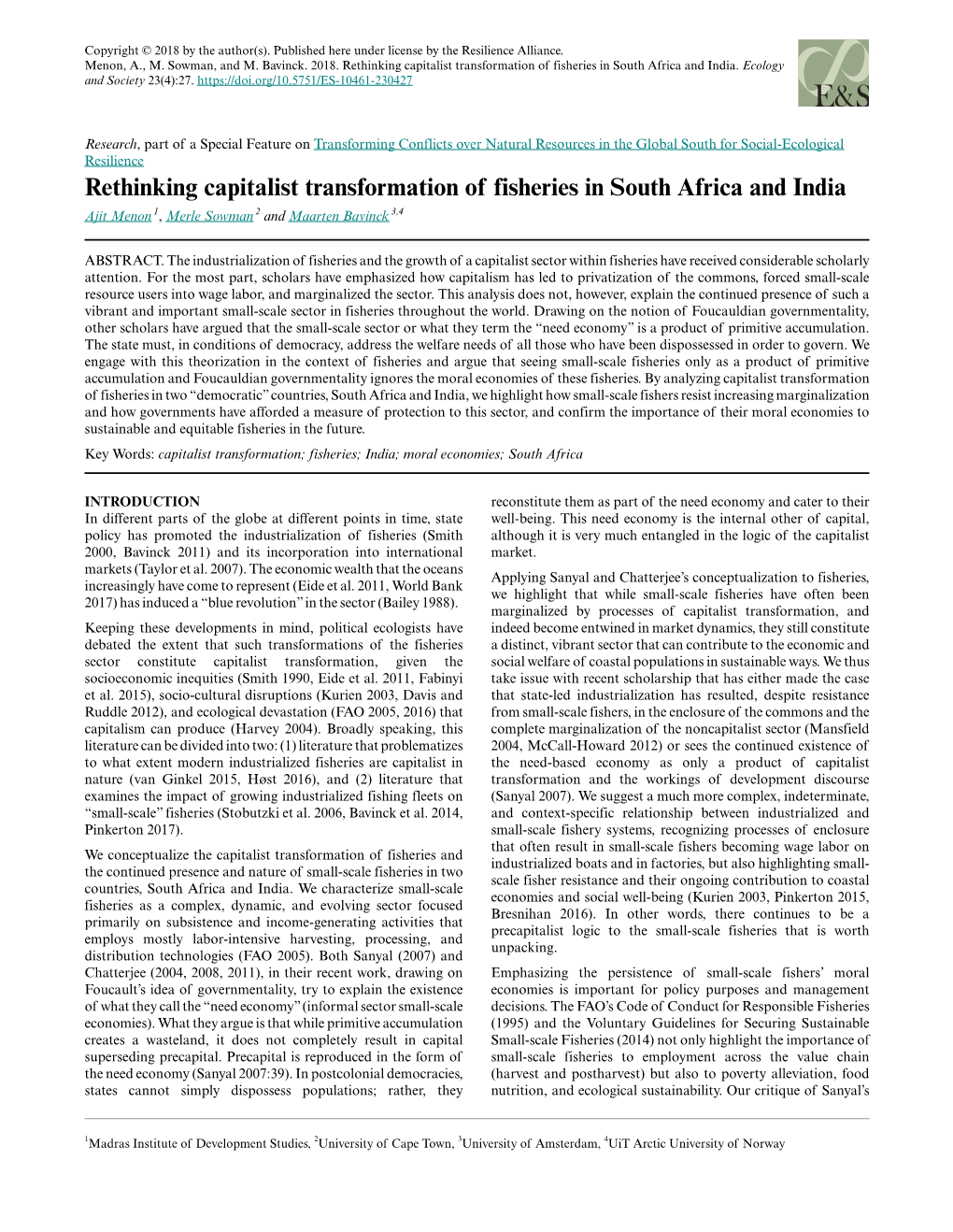 Rethinking Capitalist Transformation of Fisheries in South Africa and India