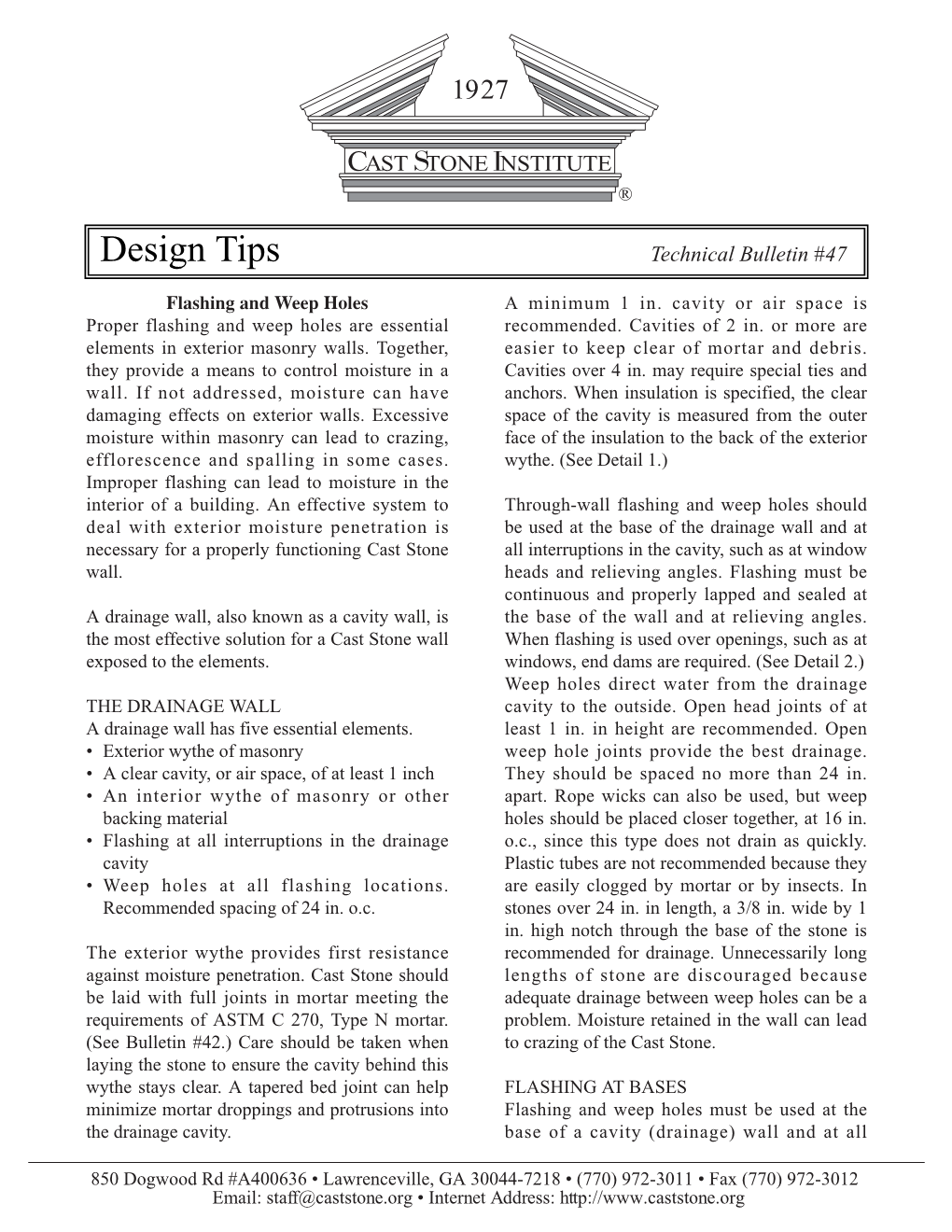 Design Tips Technical Bulletin #47