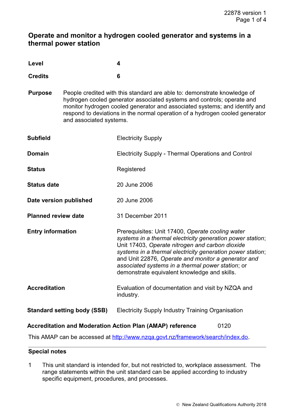 22878 Operate and Monitor a Hydrogen Cooled Generator and Systems in a Thermal Power Station