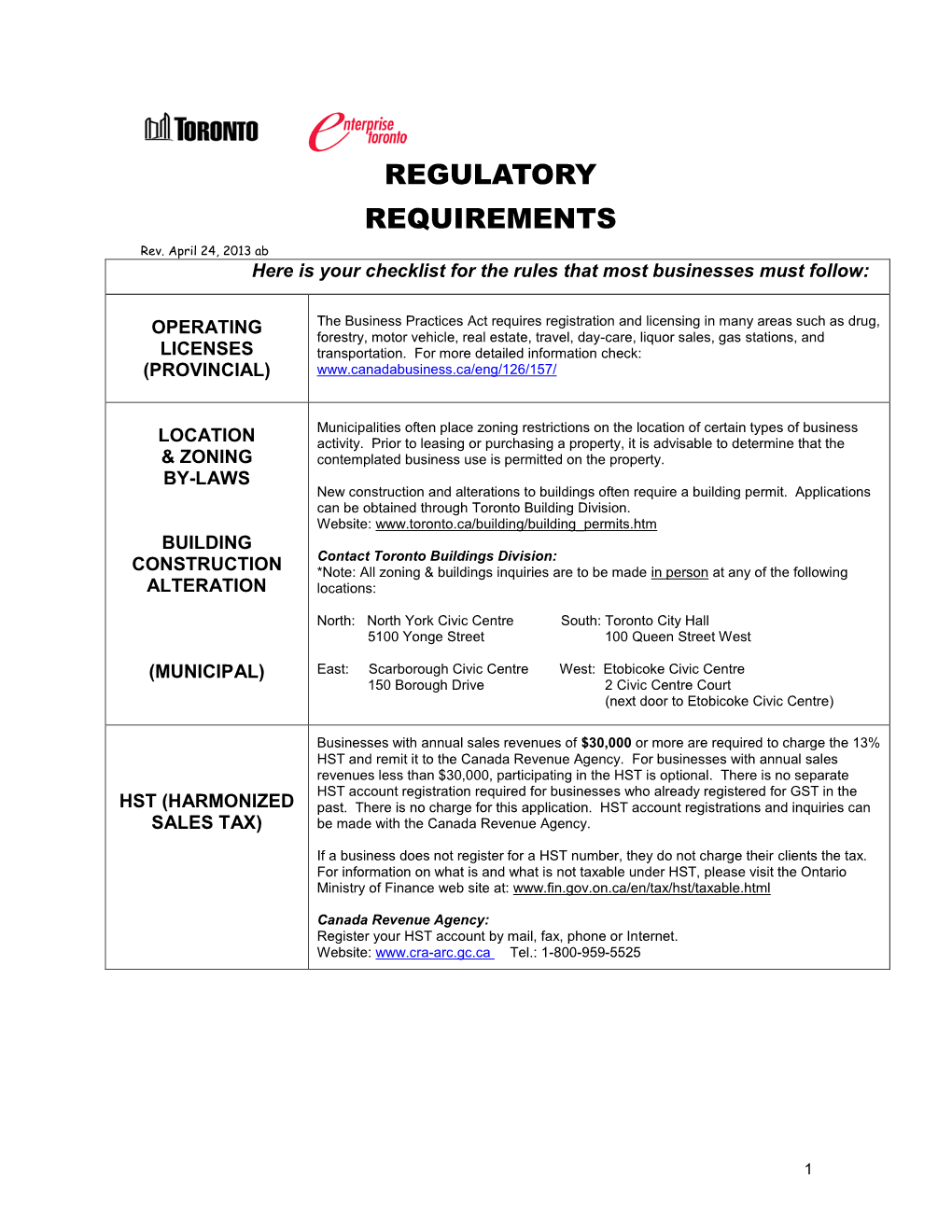 REGULATORY REQUIREMENTS Rev