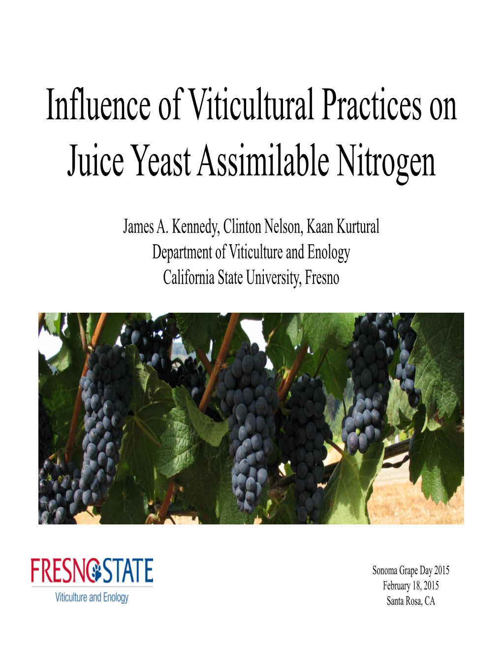 Influence of Viticultural Practices on Juice Yeast Assimilable Nitrogen