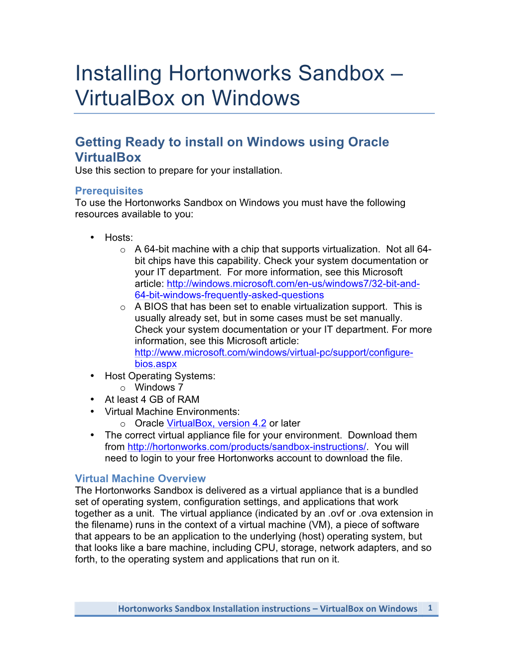 Installing Hortonworks Sandbox – Virtualbox on Windows