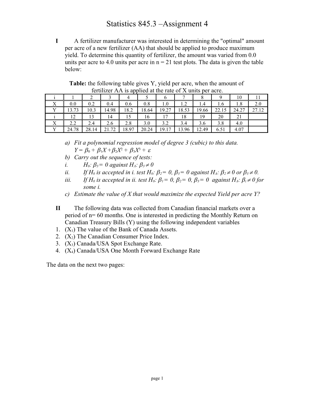 Statistics 241.3 - Intersession - Final Examination