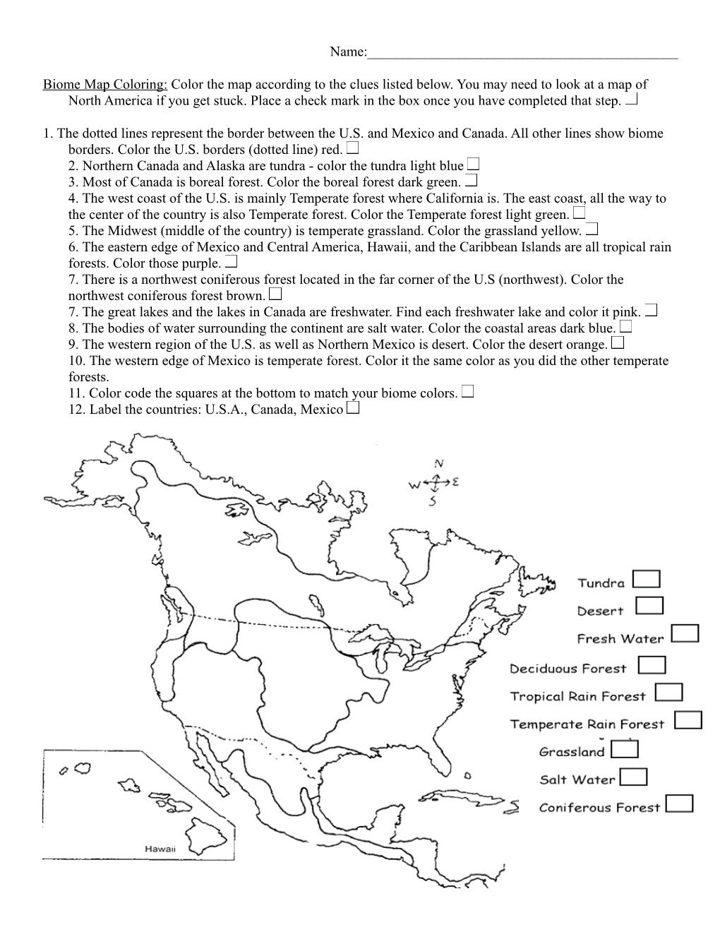 1. the Dotted Lines Represent the Border Between the U.S. and Mexico and Canada. All Other