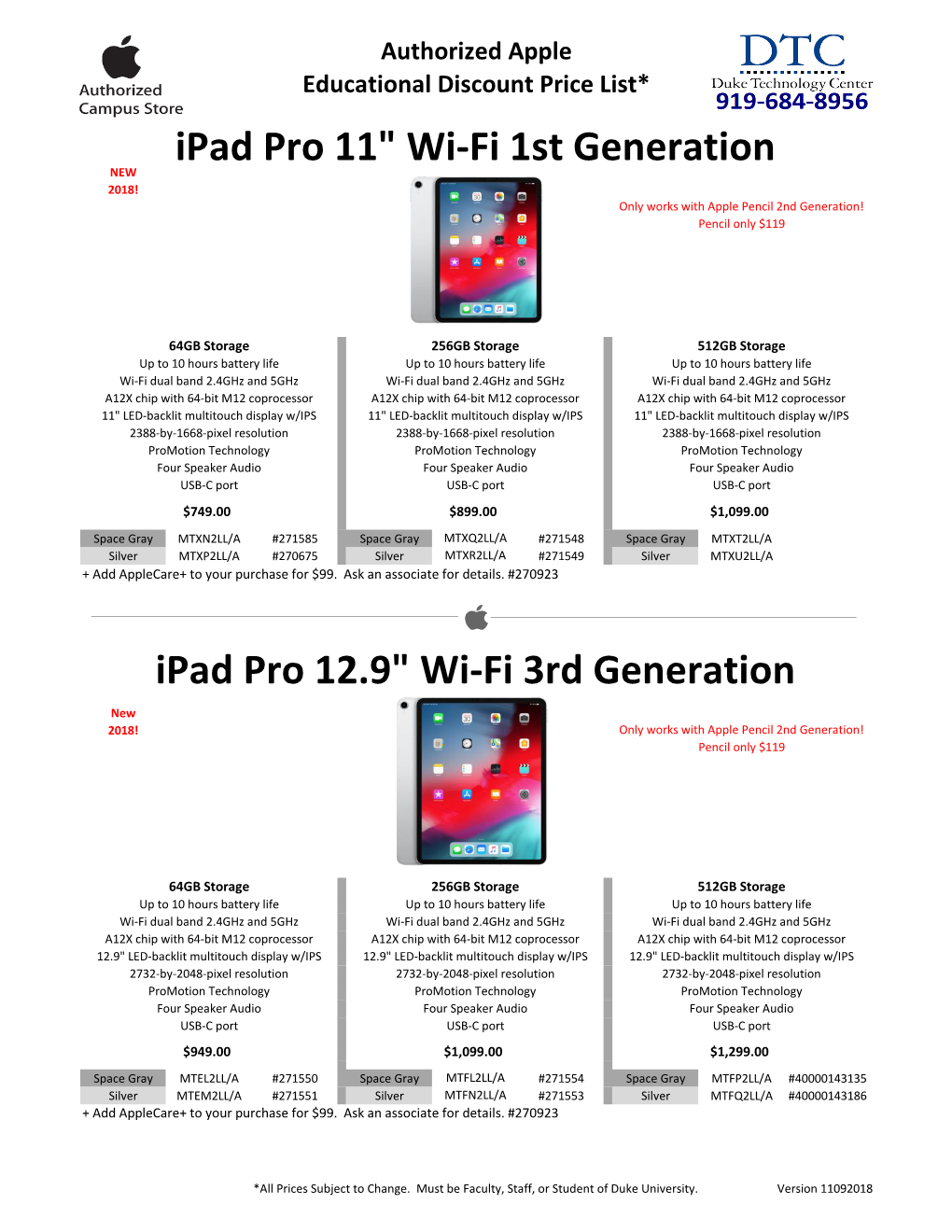 Ipad Pro 12.9" Wi-Fi 3Rd Generation Ipad