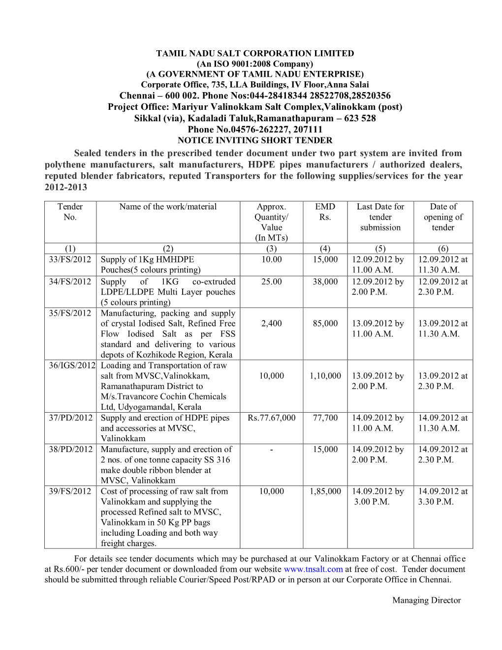 Tamil Nadu Salt Corporation Limited