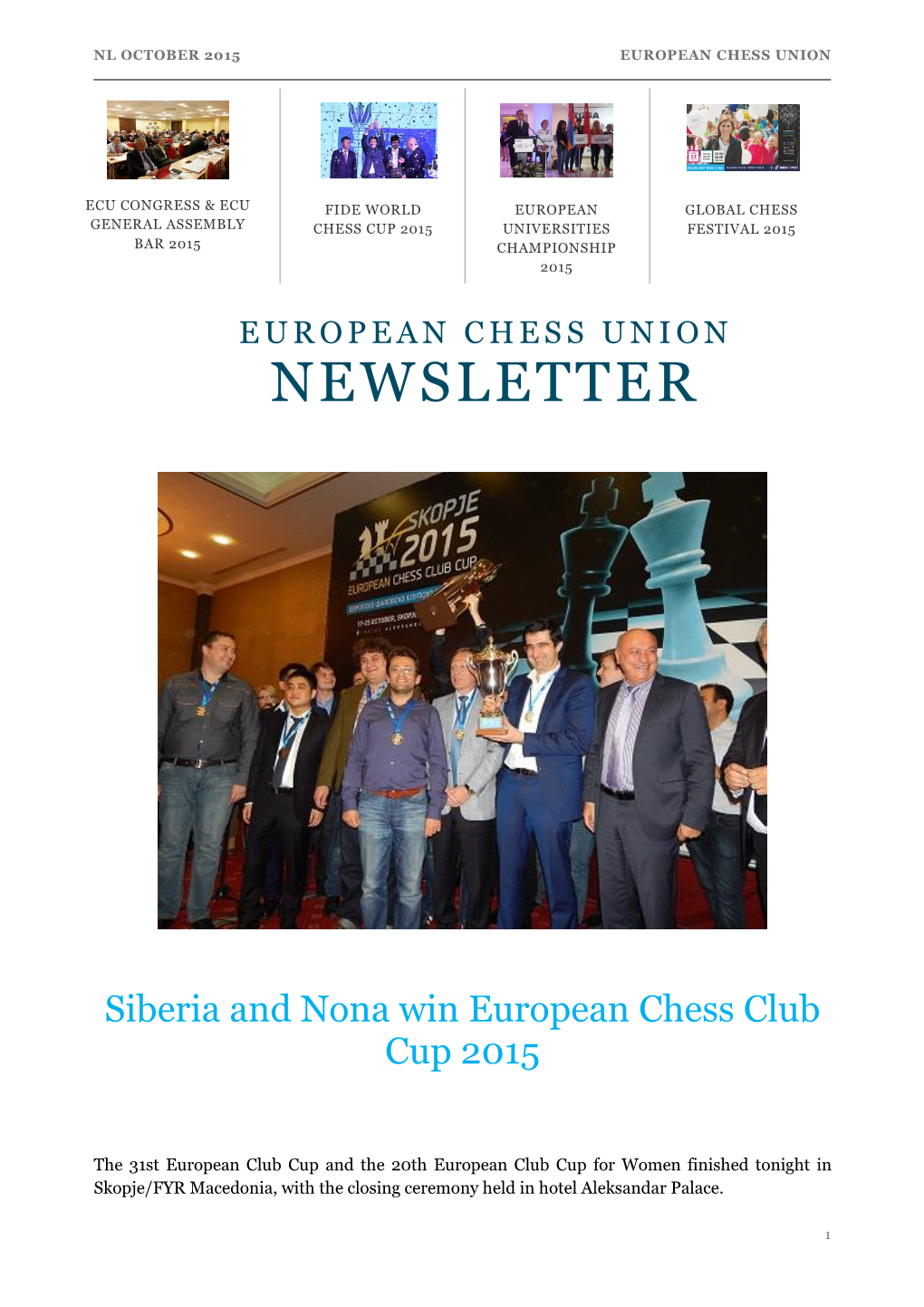 ECU NEWSLETTER October 2015