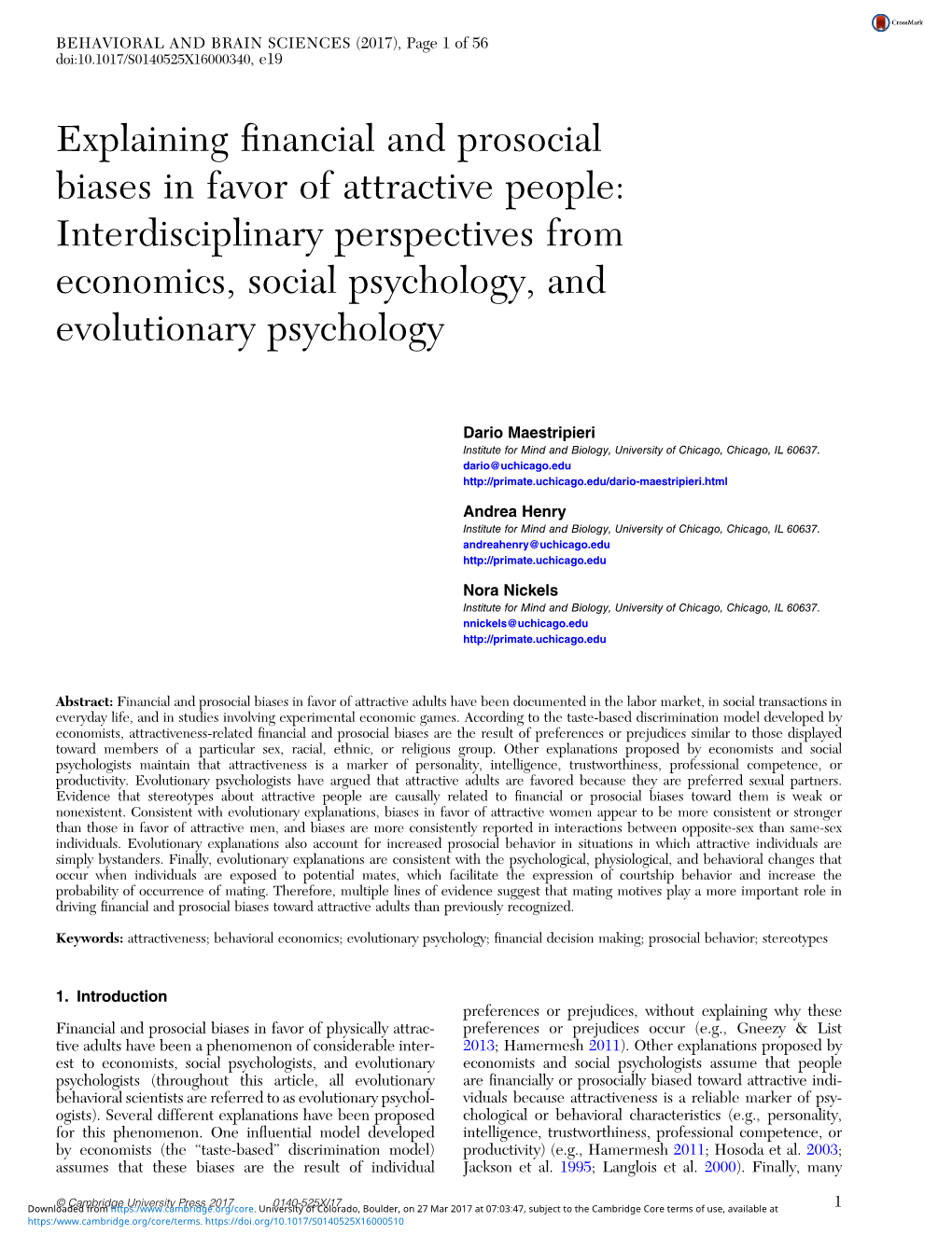 Explaining Financial and Prosocial Biases in Favor of Attractive