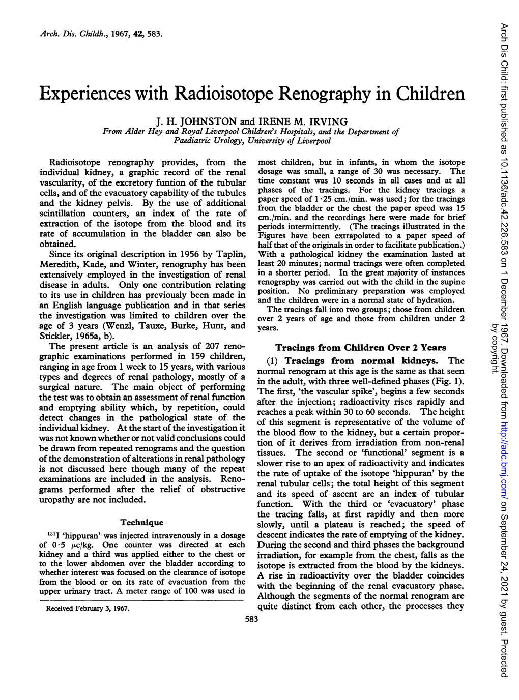 Experiences with Radioisotope Renography in Children J