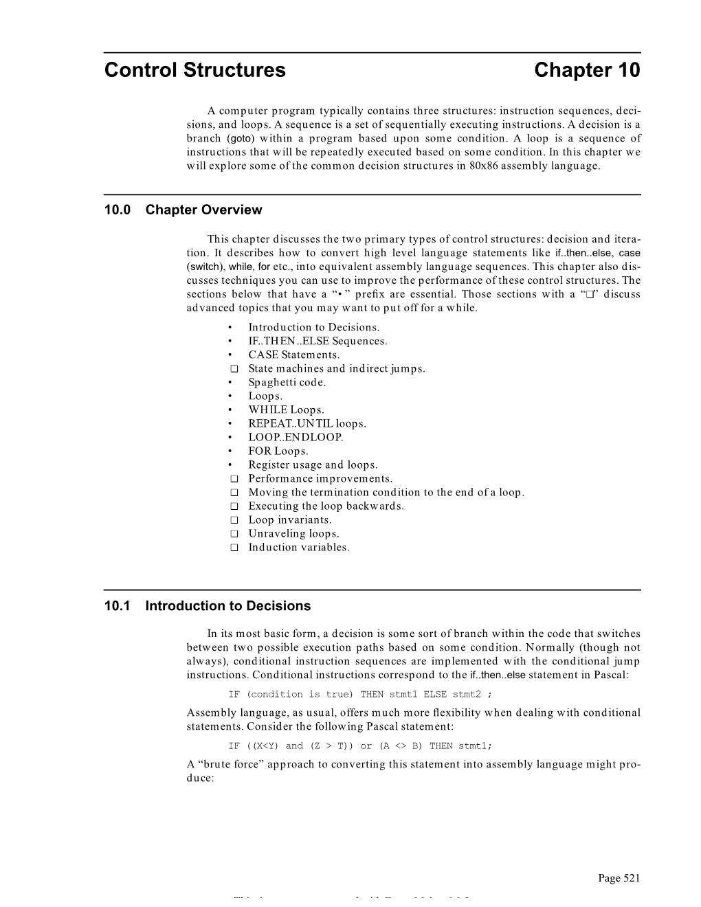 Control Structures Chapter 10