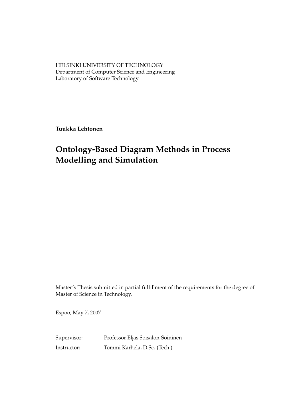 Ontology-Based Diagram Methods in Process Modelling and Simulation