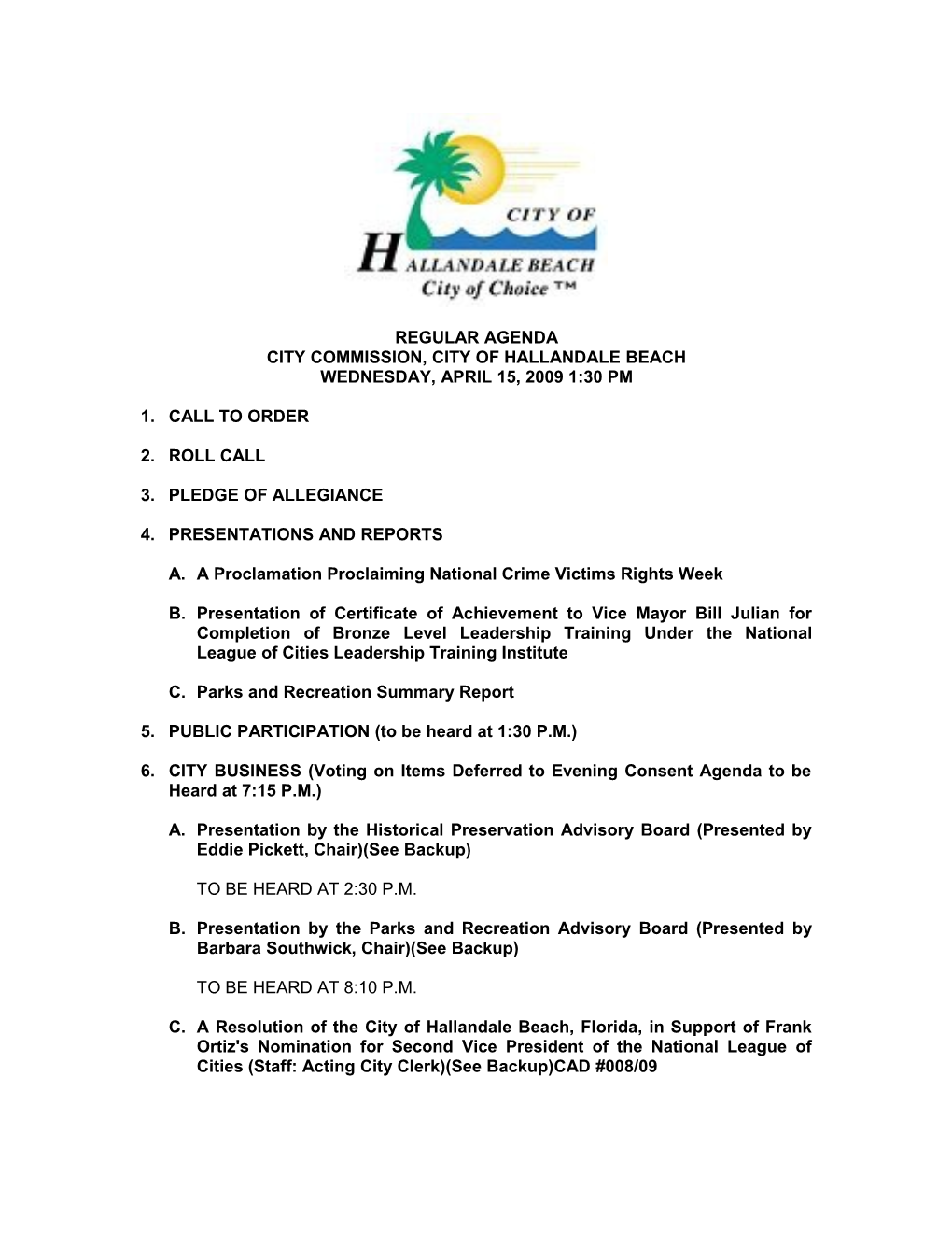 City Commission, City of Hallandale Beach s1